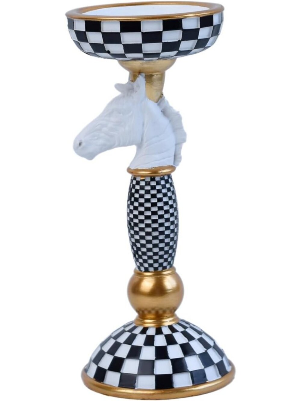 Checkered Animal Candle Holders - Black & White Tiger & Zebra Pillar Stands